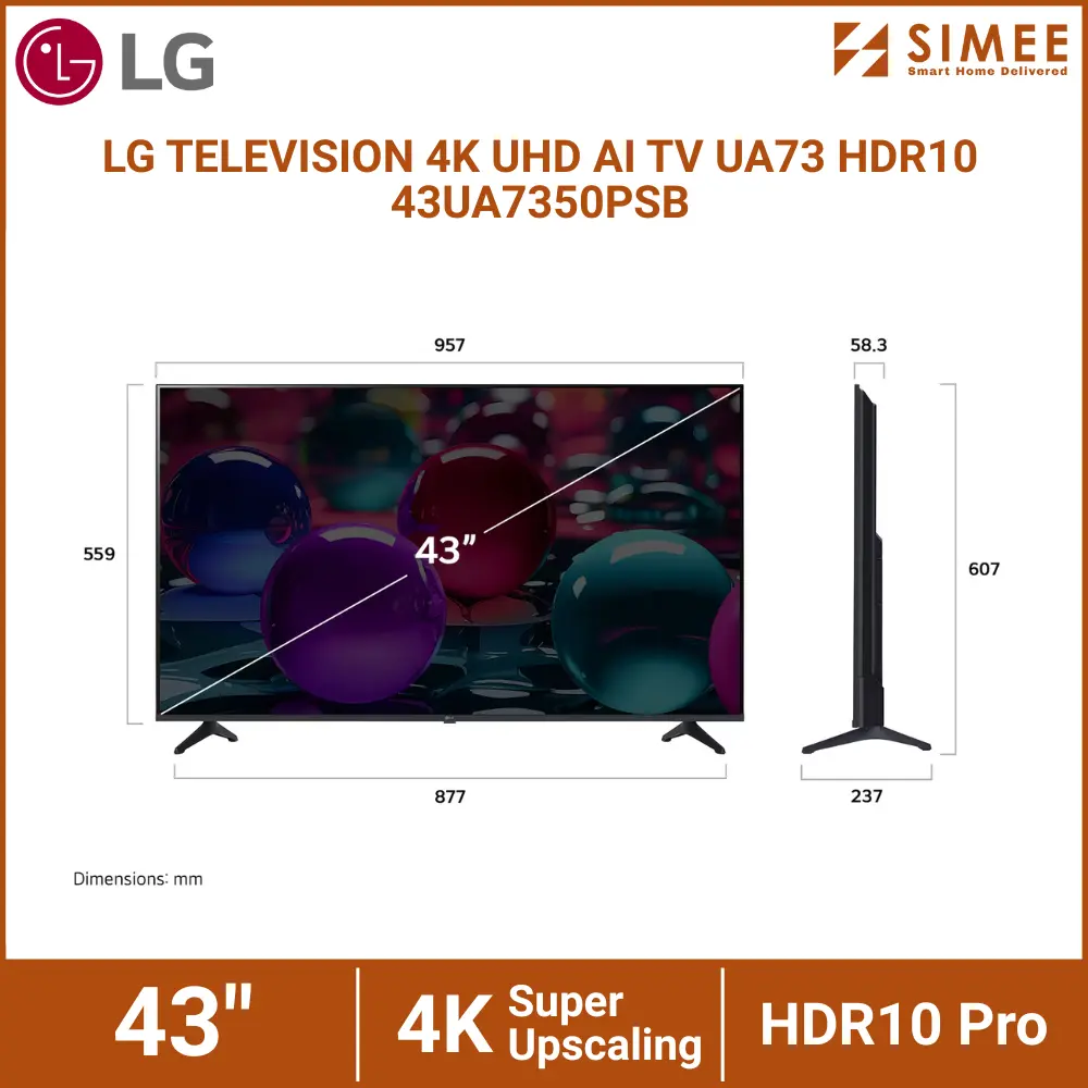 LG TELEVISION 4K UHD AI TV UA73 HDR10 43UA7350PSB (3).webp