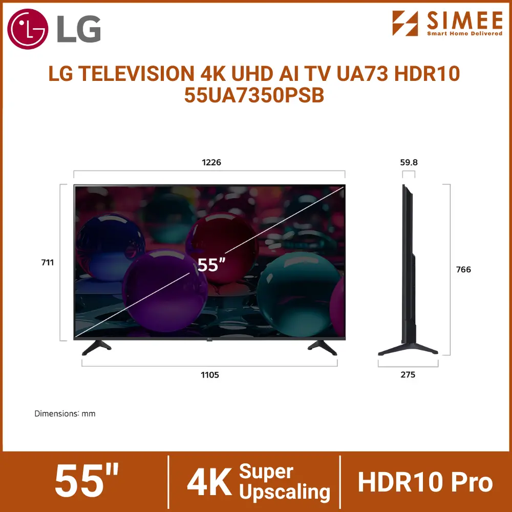 LG TELEVISION 4K UHD AI TV UA73 HDR10 55UA7350PSB (3).webp