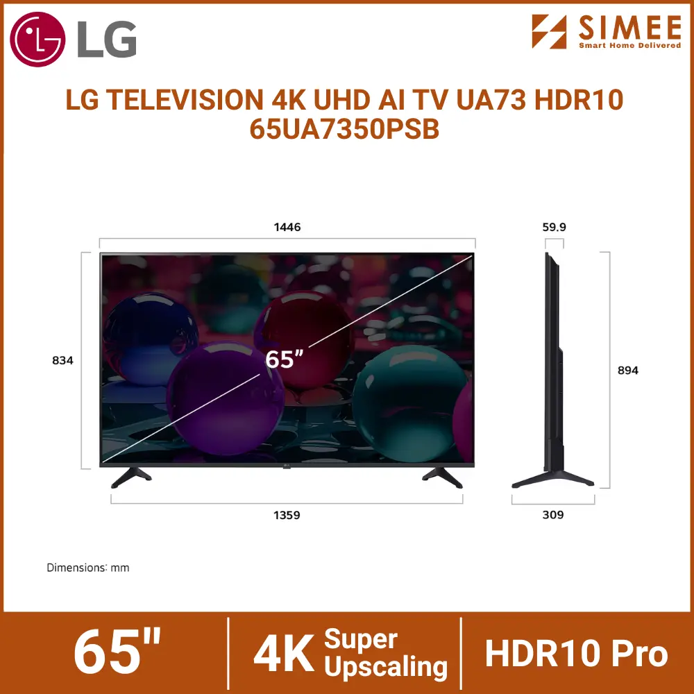 LG TELEVISION 4K UHD AI TV UA73 HDR10 65UA7350PSB (3).webp