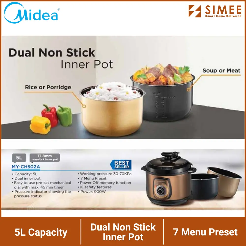MIDEA PRESSURE COOKER DUAL INNER POT (5.0L) MY-CH502A (4).webp