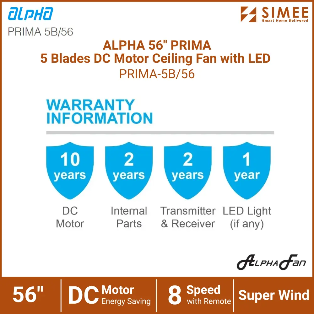 ALPHA 56_ PRIMA 5 Blades DC Motor Ceiling Fan PRIMA-5B_56 LED (2).webp