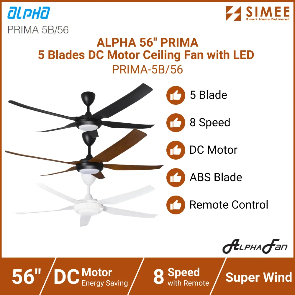 ALPHA 56_ PRIMA 5 Blades DC Motor Ceiling Fan PRIMA-5B_56 LED (3).webp