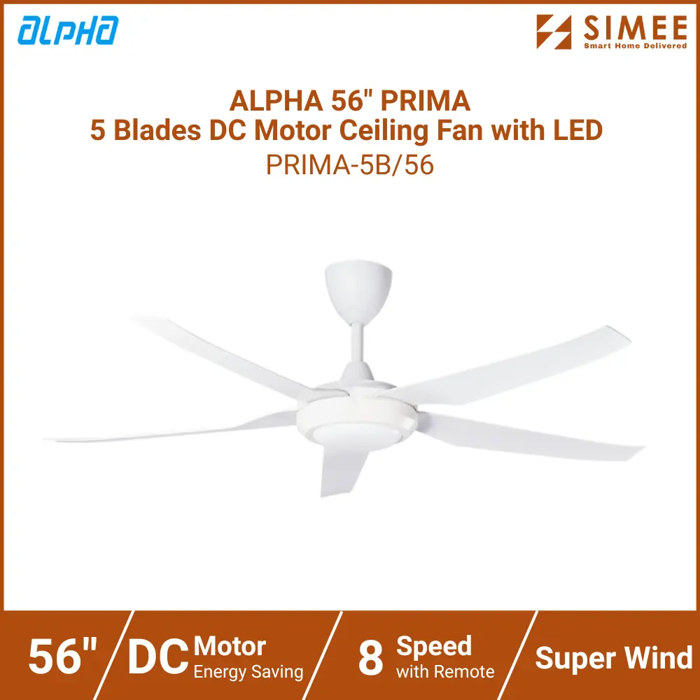 ALPHA 56_ PRIMA 5 Blades DC Motor Ceiling Fan PRIMA-5B_56  LED.webp