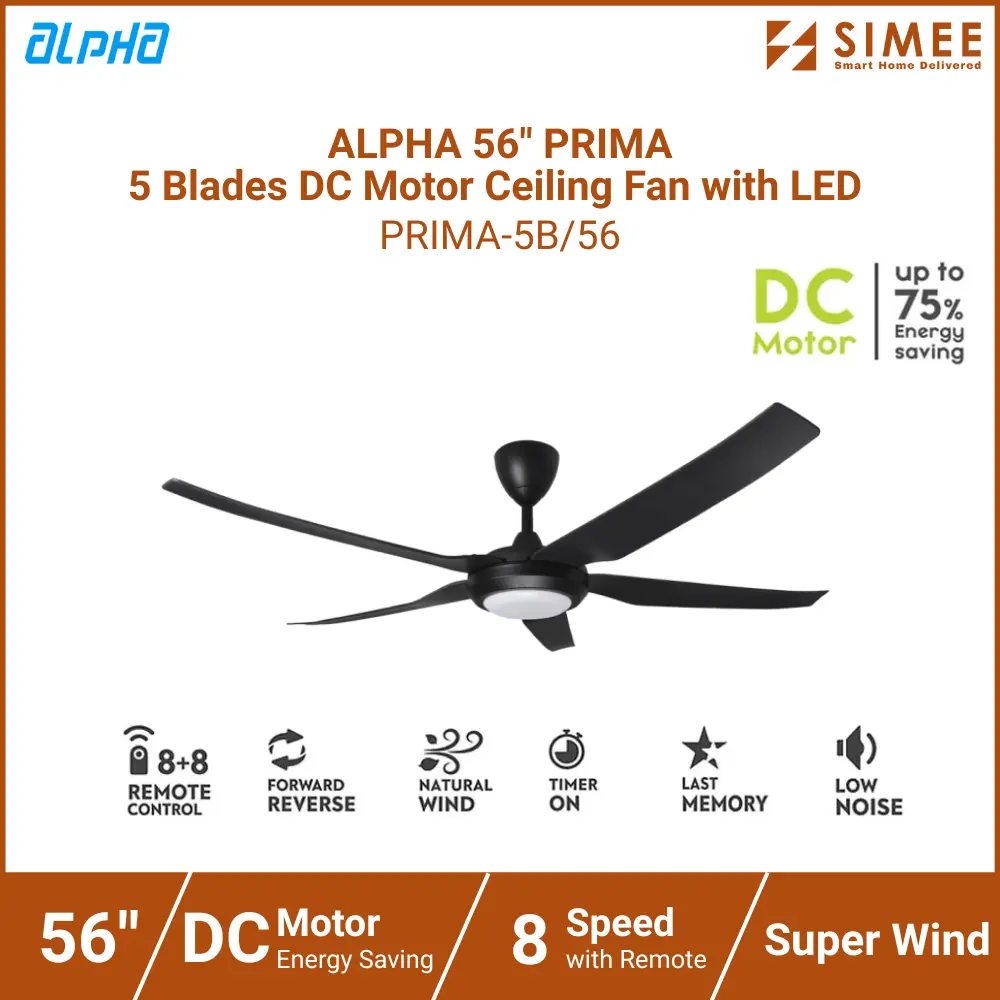 ALPHA 56_ PRIMA 5 Blades DC Motor Ceiling Fan PRIMA-5B_56 LED (6).webp