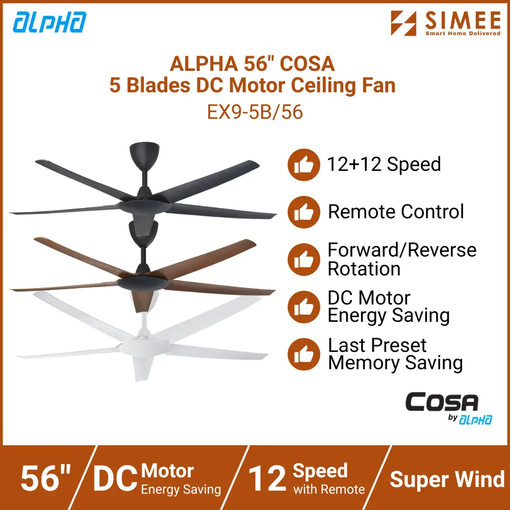 ALPHA 56_ COSA  5 Blades DC Motor Ceiling Fan EX9-5B_56 (2).webp