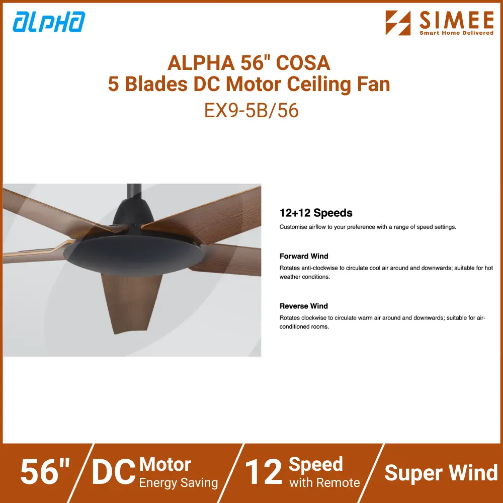 ALPHA 56_ COSA  5 Blades DC Motor Ceiling Fan EX9-5B_56 (8).webp