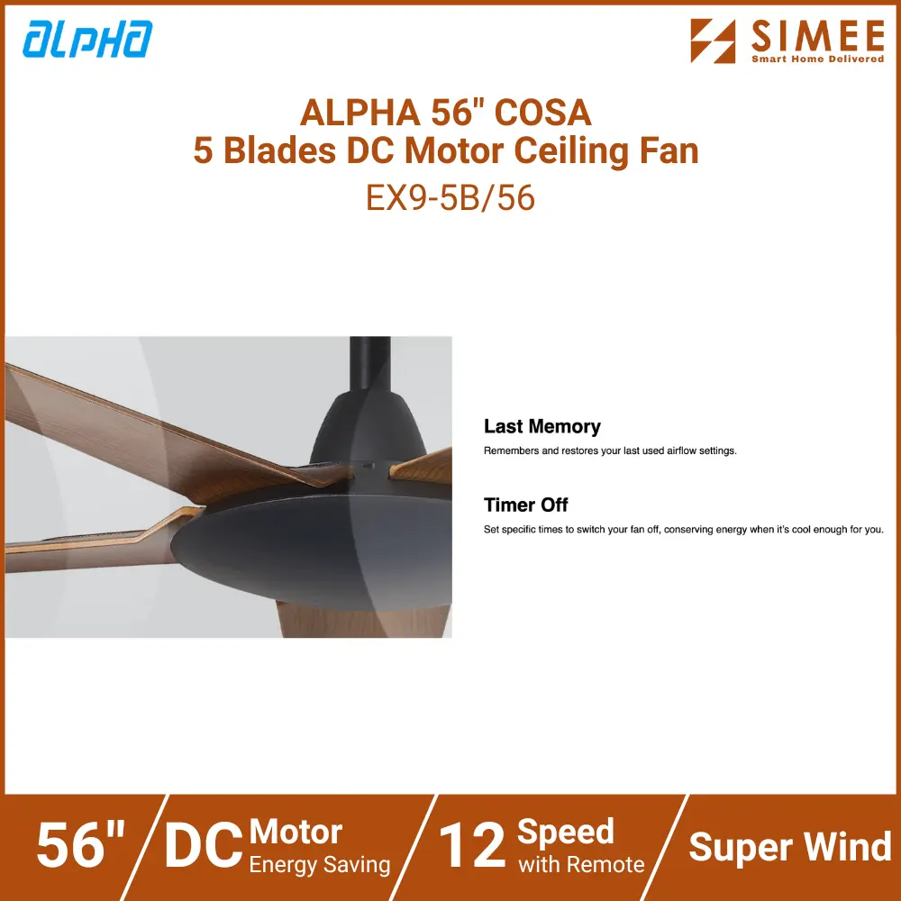 ALPHA 56_ COSA  5 Blades DC Motor Ceiling Fan EX9-5B_56 (10).webp